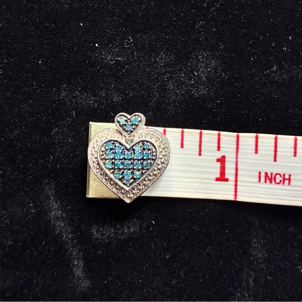 .925 Silver and Blue Diamond Heart Pendant